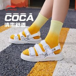 李宁 凉鞋女夏季款coca时尚魔术贴休闲时尚女运动轻便户外沙滩鞋多少