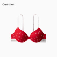 卡尔文·克莱恩 Calvin Klein 内衣女士字母满印提花肩带舒适薄垫3/4杯文胸QP3016O 5X6-石榴红 32B 32/70B