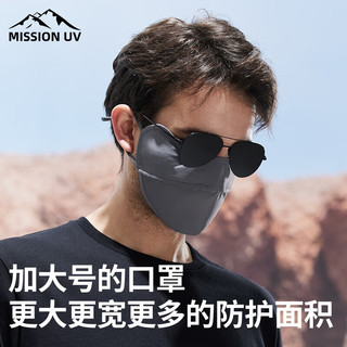 【加大码】MISSION UV冰丝防晒口罩男士开车骑行骑车登山钓鱼夏季防紫外线遮阳护眼角透气立体大号全脸防晒面罩男 MM067 浅灰