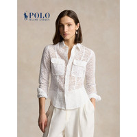 Polo Ralph Lauren 拉夫劳伦 女装 24年夏修身版孔眼亚麻衬衫RL25530 100-白色 0