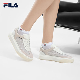 FILA 斐乐女鞋OLIMPICA摩登板鞋2024夏燕尾鞋休闲运动鞋 雪白/浅桃子粉-SA 35.5