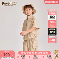 PawinPaw小熊童装24年夏季男童短袖工装风防衣晒套装 Beige米色/35 140
