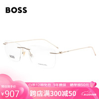 HUGO BOSS 近视眼镜男款浅金色镜框浅金色镜腿光学眼镜架1421 J5G 57mm
