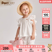 PawinPaw卡通小熊童装2024年夏季女宝宝小飞袖公主风套装 Ivory象牙色/39 110