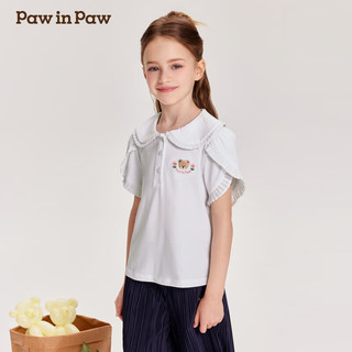 PawinPawPawinPaw卡通小熊童装2024年夏季新款女童短袖 POLO T Ivory象牙色/39 1