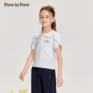 PawinPawPawinPaw卡通小熊童装2024年夏季新款女童短袖 POLO T Ivory象牙色/39 1