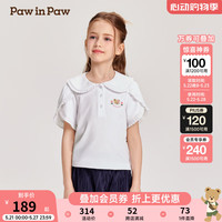 PawinPawPawinPaw卡通小熊童装2024年夏季女童短袖 POLO T Ivory象牙色/39 110