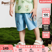 PawinPaw卡通小熊童装24年夏季男宝牛仔短裤 Indigo牛仔蓝色/55 090