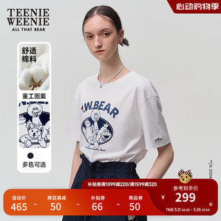 Teenie Weenie小熊卡通圆领T恤女2024夏季女t恤 白色 175/XL