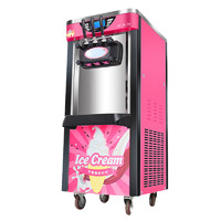 QKEJQ冰淇淋机商用雪糕机台式全自动小型立式甜筒机冰激凌机   立式红色膨化款