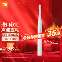 Xiaomi 小米 电动牙刷 清洁 成人电动牙刷 学生 男女同款 情侣款 30天长续航/标准、轻柔模式/T100白色
