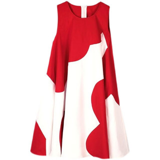 乌拓夏装套装红色装连衣裙2024显白无袖上衣夏款小个子背心裙 图片色 M