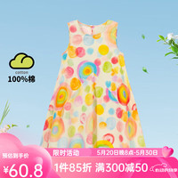 贝贝怡连衣裙儿童洋气纯棉公主裙2024夏季薄款裙子夏装 彩色圈 120