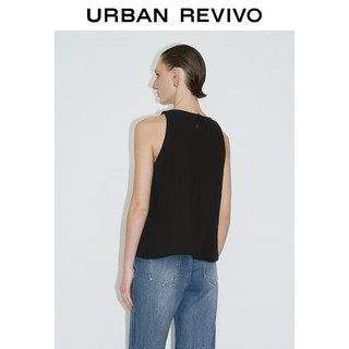 URBAN REVIVO 女士设计感钉珠无袖罩衫衬衫 UWG240108 正黑 S