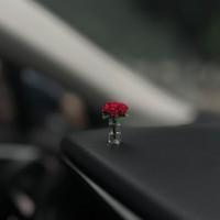 乐蕾迪 娇艳玫瑰花汽车中控台窗摆件迷你车载娇艳红玫瑰款