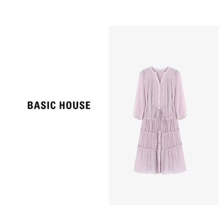 Basic House/百家好夏季女装气质显瘦风感波粒连衣裙-B0624H5V932 紫色 L120-130斤