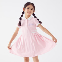 小猪班纳童装夏装儿童连衣裙中大童女童裙子连身裙女孩潮 冰淇淋粉 140cm