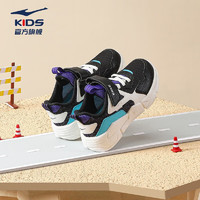 鸿星尔克（ERKE）儿童运动鞋男童鞋春季轻便透气男小童休闲运动鞋 正黑/信号紫 32码