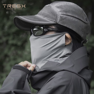 TRESX防紫外线遮阳防晒脸罩挂耳路亚钓鱼防晒面罩薄款冰丝头巾户外徒步 天蓝