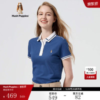 Hush Puppies【Younger系列】暇步士女装夏纯棉短袖POLO衫 176蓝色 XS