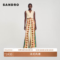 SANDRO【联名系列】2024春夏女装法式阔腿印花长裤SFPPA01476 A425/多色 34