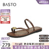 BASTO 百思图 24夏户外休闲夹趾平跟女拖鞋M3072BT4 棕色 37