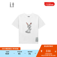 izzue it 女装合身短袖T恤2024夏季青春可爱兔子图案装饰1168U WHX/白色 S