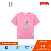 izzue it 女装合身短袖T恤2024夏季青春可爱兔子图案装饰1168U FUX/桃红色 M