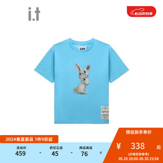 izzue it 女装合身短袖T恤2024夏季青春可爱兔子图案装饰1168U BLX/蓝色 XS