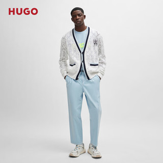 HUGO【100%棉】 男士24夏季新季棉质平纹针织无袖 T 恤 455-浅蓝色 EU:M