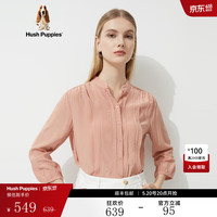 Hush Puppies暇步士女装春夏垂坠感淑女风通勤长袖衬衫 151皮粉 M
