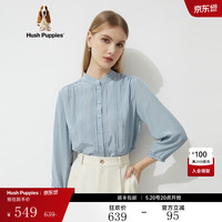 Hush Puppies暇步士女装春夏垂坠感淑女风通勤长袖衬衫 136灰蓝 XS