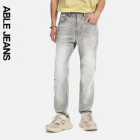 ABLE JEANS【直筒滑板裤】男士宽松直筒立体膝牛仔裤子男 【冰爽玉】冰灰 30/34