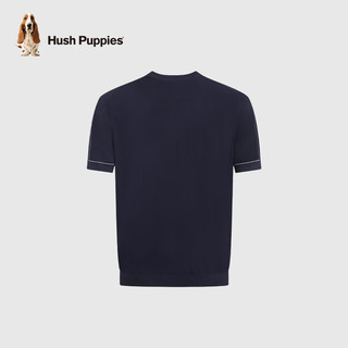 Hush Puppies暇步士男装夏季舒适休闲透气短袖圆领衫 墨蓝色 3XL