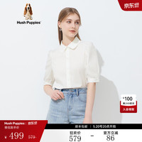 Hush Puppies暇步士女装夏泡泡袖简约短袖衬衫 118白色 L