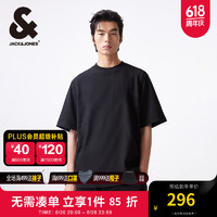 杰克·琼斯（JACK&JONES）山水T恤夏季简约宽松潮流休闲百搭纯色舒适男士短袖T恤男装 E41 黑色 常规 180/100A/L