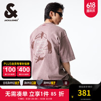 杰克·琼斯（JACK&JONES）夏季潮男百搭宽松纯棉字母印花衣身水洗短袖T恤男224201345 玫瑰灰褐色E16 玫瑰灰褐色E16 185/104A/XL