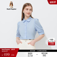 Hush Puppies暇步士女装夏泡泡袖简约短袖衬衫 116淡蓝 S