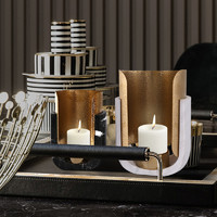 miloidea 米洛思维 北欧样板房软装饰品摆件简约现代欧式家居餐桌不锈钢大理石蜡烛台