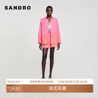 SANDRO2024春夏女装法式优雅粉色钻饰长袖衬衫上衣SFPCM01021 F056/粉色 0