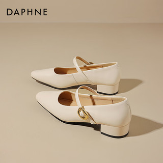 达芙妮（DAPHNE） 玛丽珍女鞋2024年春季复古尖头单鞋女 米色 39