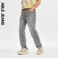 ABLE JEANS【直筒滑板裤】男士宽松直筒立体膝牛仔裤子男 【冰爽玉】烟灰 34/34