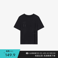 Basic House绵羊毛纯色针织衫女春季韩版修身显瘦短袖上衣B0624H5L7 黑色 L120-130斤