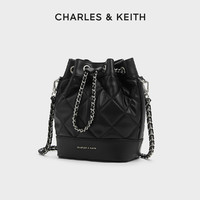 CHARLES & KEITH CHARLES&KEITH新品CK2-10701506絎縫菱格鏈條水桶包