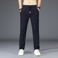 Lirdn Lee 冰丝运动裤 夏季薄款宽松直筒高弹修身休闲裤 深蓝色 31（135斤-145斤）