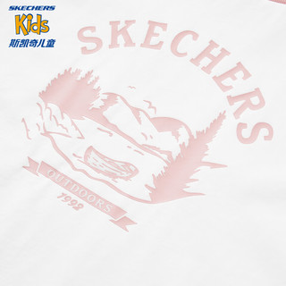 Skechers斯凯奇儿童插肩袖上衣夏季男女童简约短袖T恤衫L224K035 嫩桃粉/02EN 150cm