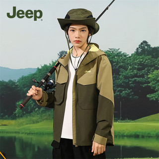 Jeep吉普儿童外套2024春装男童连帽户外登山服夹克上衣 玛瑙绿 140cm 