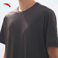 ANTA 安踏 微多孔速干T丨短袖t恤男夏季新款简约黑色圆领专业运动上衣
