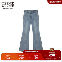 Teenie Weenie【凉感】小熊女装2024夏装美式复古牛仔裤喇叭裤 浅蓝色 170/L