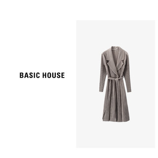 百家好（Basic House）纯色竖条纹长款风衣秋季简约舒适长袖外套B0633B5T922